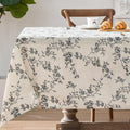 jinchan Mantel Rectangular Lino 132x178cm | Estampado Floral Farmhouse Beige | Lavable para Interior y Exterior