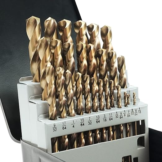 ⚠️ Le Falta Broca #5/64 – GMTOOLS Set 29 Brocas de Cobalto HSS – Punta 135°, Acabado Negro y Dorado, Para Acero Inoxidable, Plástico y Madera, 1/16"-1/2", Estuche Metálico