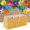 VitalCozy Fondo Fotografico Playa Hawaiana 7x5 pies + Falda de Mesa 108x29 pulgadas | Decoracion Tropical de Flores para Fiestas Luau y Eventos de Playa