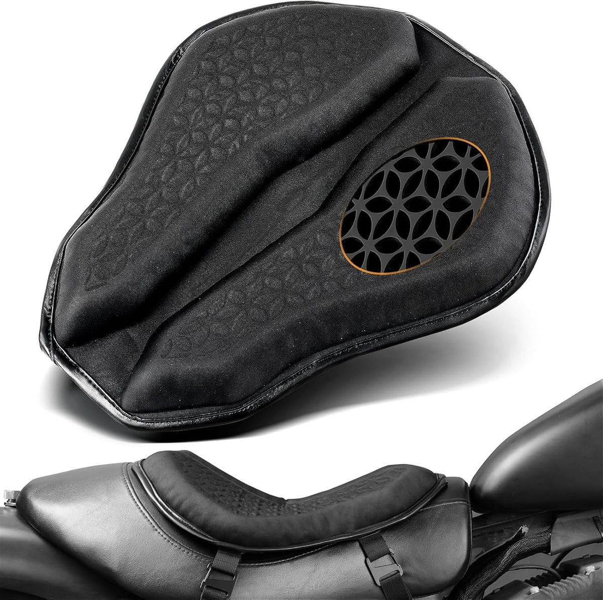 PBYMT Cojin de Gel Universal para Asiento de Moto | Estructura Panal 3D TPE Antivibracion y Transpirable para Viajes Largos
