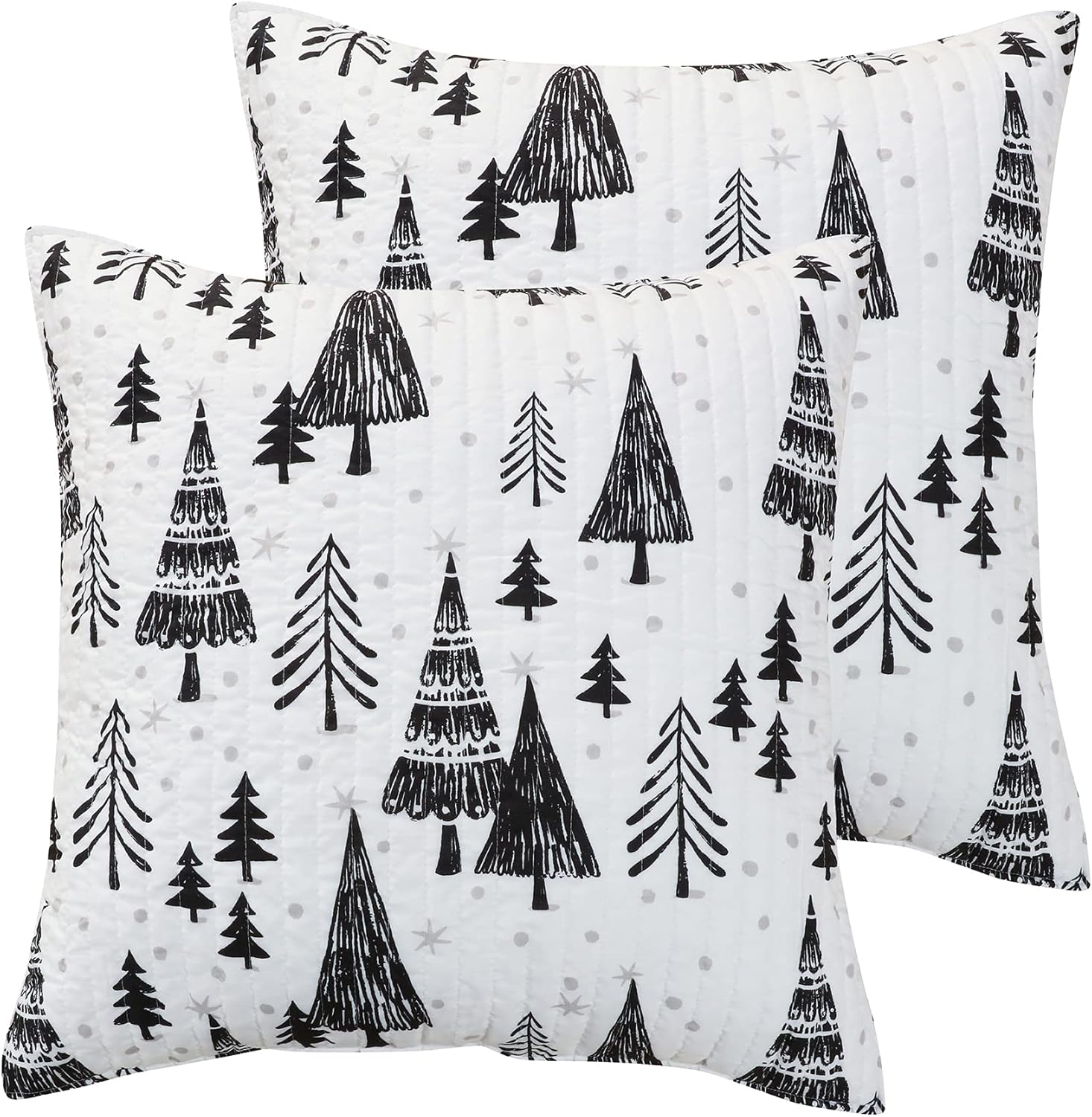 Levtex Home Merry & Bright Collecion - Northern Star - Euro Sham Set of Two - (26x26in.), No Insert -Festive Holiday - Black and White