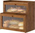Furshus Panera de Bambú de Doble Nivel para Cocina | ARTICULO CONTIENE 10 PIEZAS DE MADERA Y 13 TORNILLOS IGUAL COMO SE MUESTRA EN LA SEGUNDA IMAGEN )