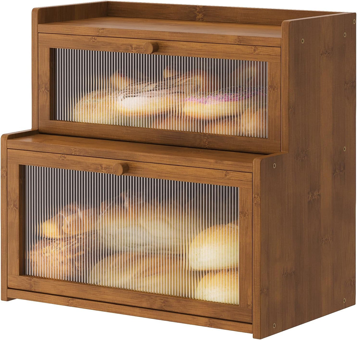 Furshus Panera de Bambú de Doble Nivel para Cocina | ARTICULO CONTIENE 10 PIEZAS DE MADERA Y 13 TORNILLOS IGUAL COMO SE MUESTRA EN LA SEGUNDA IMAGEN )
