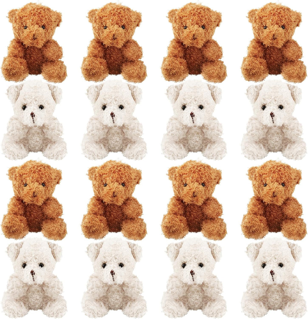 ⚠️ SOLO SON CAFÉ SI SON 16 – Ositos de Peluche Mini Haconba 10cm – Pack de 16 Animales Rellenos para Regalos de Cumpleaños, San Valentín y Graduación