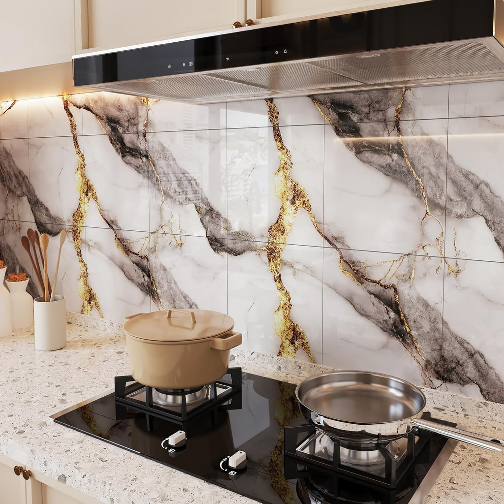10 paneles de pared de azulejos de mármol impermeables para ducha, despegar y pegar, azulejos autoadhesivos