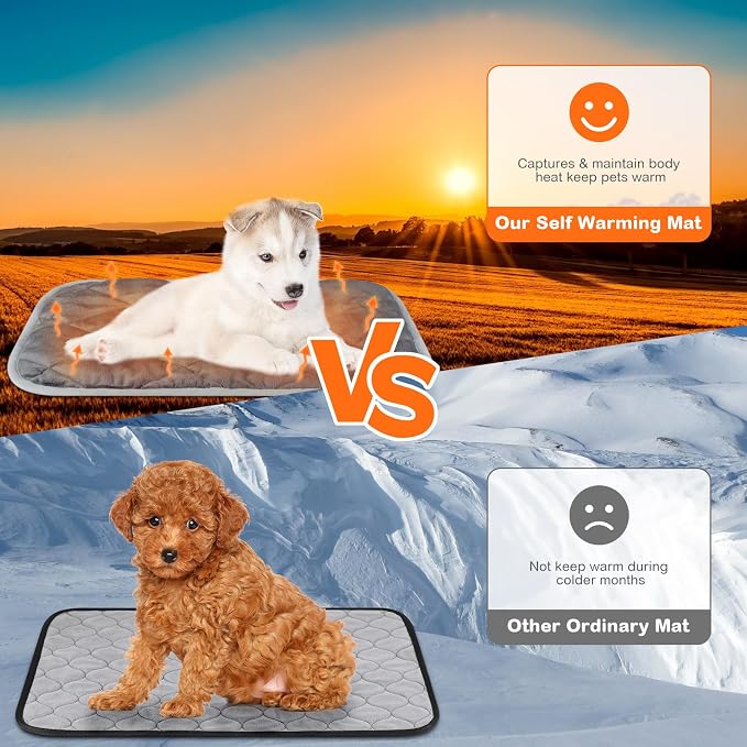 Tapete Térmico Autocalentable Clysee para Gatos y Perros — Pack 2, Lavable, Antideslizante, Gris 19"x28"