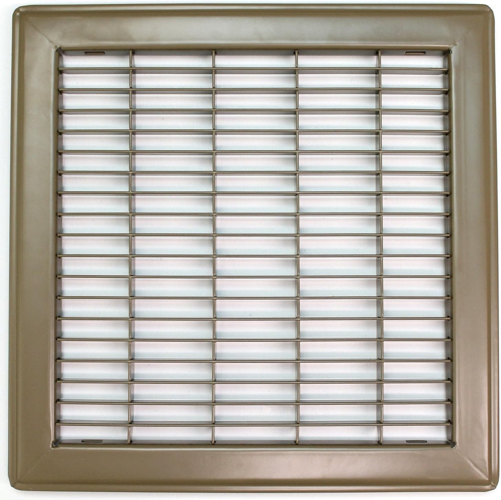 Rejilla de suelo transitable de alta resistencia HVAC Premium de 12" x 12" - Rejilla de aire con aspas fijas - Marrón [Dimensiones exteriores: 13,75 x 13,75]