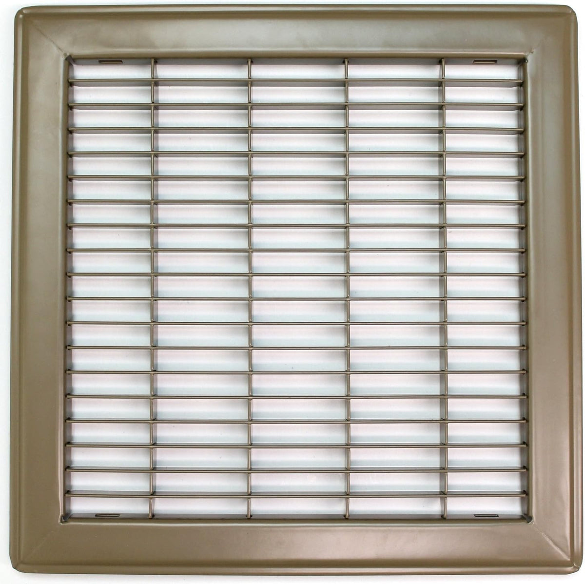 Rejilla de suelo transitable de alta resistencia HVAC Premium de 12" x 12" - Rejilla de aire con aspas fijas - Marrón [Dimensiones exteriores: 13,75 x 13,75]