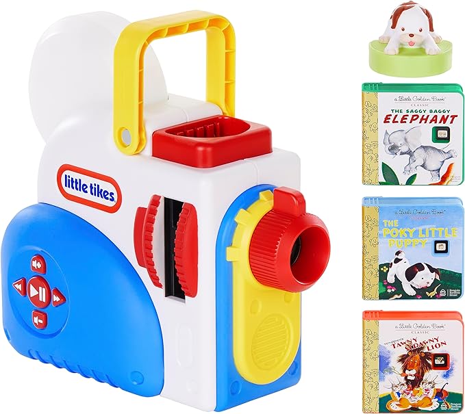 Little Tikes Set Inicial de Máquina de Historias, Tiempo de Cuento, Libros, Pequeño Libro Dorado, Reproducción de Audio, Personaje de El Perro Pequeño y Gordito, Luz Nocturna