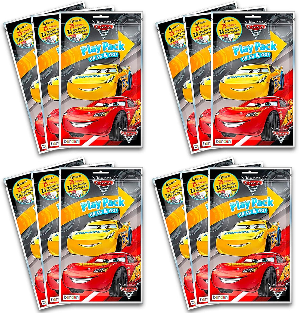 Paquete de 12 Sets de Actividades Disney Pixar Cars 3, Grab and Go Play Packs