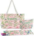 contiene 3 piezas Set de Bolsas Sunnymove para Mahjong Americano | Estuche 24 x 13 x 4.7 pulgadas para Fichas y Racks | Bolsa de Transporte con Cordon | Solo el Estuche | Chinoiserie