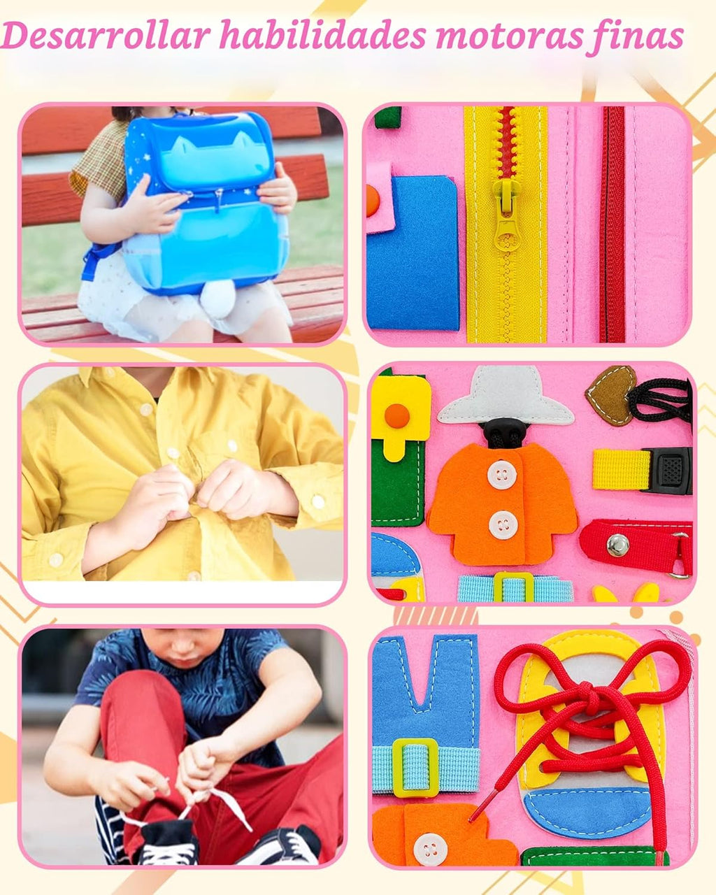 Exorany Busy Board - Juguetes Montessori para niñas y niños pequeños, regalos de cumpleaños, juguetes sensoriales para niños pequeños, juguete educativo de viaje, actividades preescolares