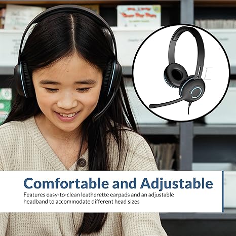 Cyber Acoustics Auricular Estéreo de 3.5mm (AC-5002-10) – Comunicación Duradera, Clara y nítida en Salones de Clase y en Casa