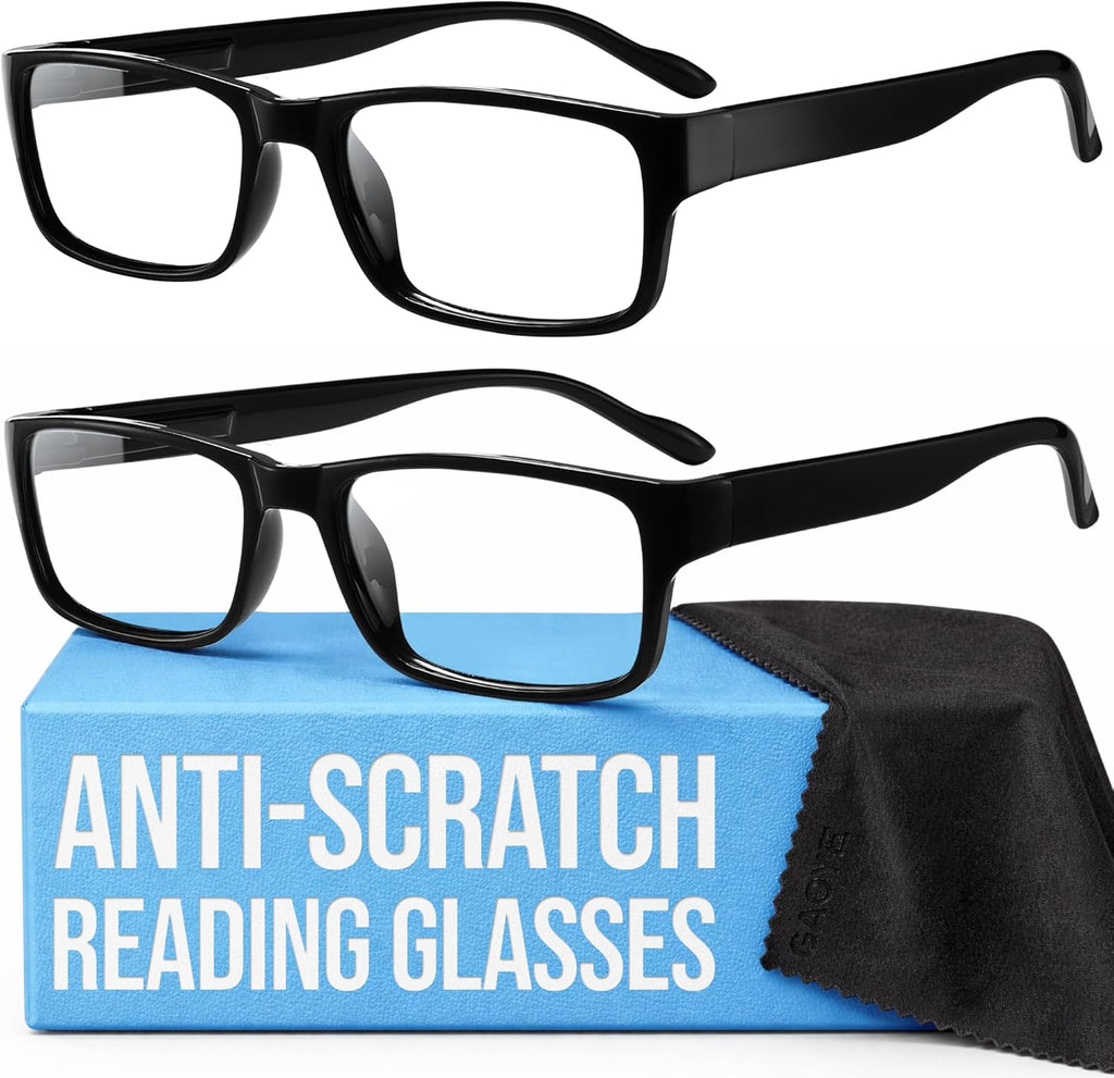 Lentes de Lectura Gaoye +6.0 Pack 2 — Filtro Luz Azul, Protección UV y Marco Rectangular