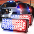 BooYu, 2 barras de luces estroboscópicas LED de emergencia a pilas con base magnética, recargables, portátiles, para techo de camión/remolque/vehículo (rojo/azul).