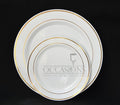 Occasions Platos Desechables de Plástico | Grandes y Pequeños | Blanco con Borde Dorado
