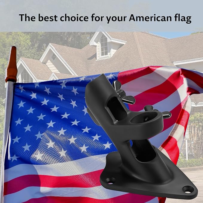 Soporte para Asta de Bandera Acero Inoxidable 316 – Sin Tornillos, Montaje en Hormigón y Ladrillo, Negro