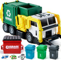 JOYIN Large Friction Powered Garbage Truck Toy Set, Includes Dumpster, Trash Bins, and Learning Cards for Kids, Boy Toys Birthday Gift for Boys Girls Kids Toddler Gift of Easter Basket Stuffers