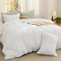Set de Edredón Bedsure King | Tela de Algodón con Relleno de Microfibra | Blanco PureWoven Suave para Todas las Estaciones | 3 Piezas, Edredón 104x90 y 2 Fundas 20x36