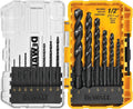 Juego de brocas DEWALT, vástago de 3 caras, 14 piezas, punta dividida de 135 grados, para plástico, madera y metal (DWA1184)