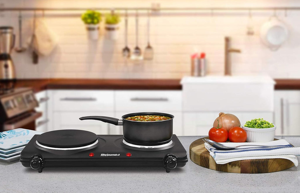 Parrilla Eléctrica Doble Elite Gourmet EDB-302BF | 1500W, Hierro Fundido, Control de Temperatura
