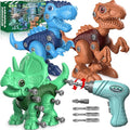 Laradola Juguetes de dinosaurio para niños de 3, 4, 5, 6, 7, 8 años, juguetes de dinosaurio desarmables para niños de 3 a 5 y de 5 a 7 años, juguetes de construcción STEM, con taladro eléctrico