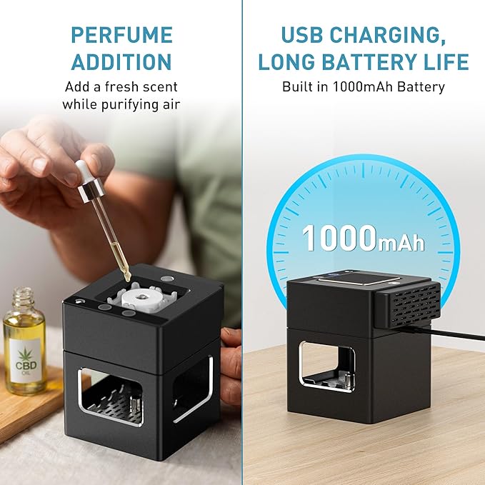 Cenicero Inteligente HEPA Sin Humo para Interior con Encendedor, Cenicero Eliminador de Humo Recargable por USB para Hogar, Dormitorio, Oficina, Coche