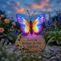 Estatua de mariposa solar LED XMHBCSM con alas brillantes que se iluminan - Figura decorativa para patio o jardín, para mujeres, mamás y abuelas (naranja)