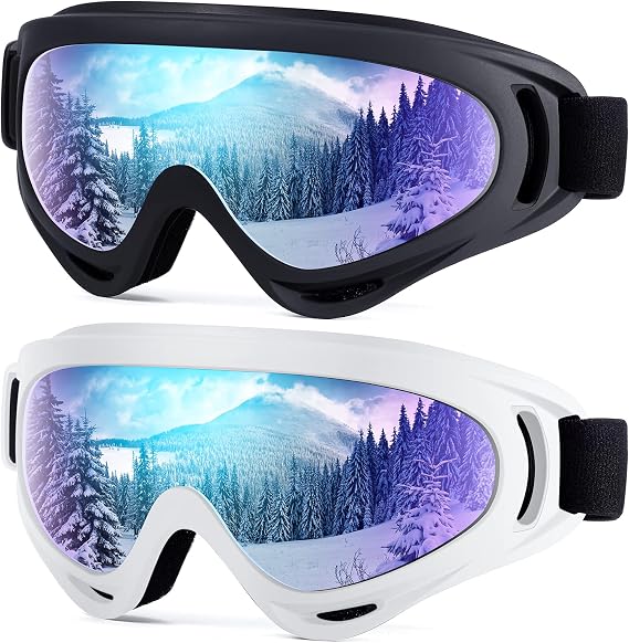 Dizywiee Paquete de 2 gafas de esquí para niños, gafas de snowboard para adultos, jóvenes, adolescentes, niños y niñas, gafas de deportes de nieve de invierno