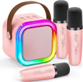 Mini máquina de karaoke para niños, 2026 TOP Juguetes Ideas de regalos de cumpleaños para niñas de 4, 5, 6, 7, 8, 9, 10, 12+ años, Reproductor MP3 portátil con 3 micrófonos inalámbricos para fiestas familiares en casa 