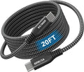Cable USB C a USB C de 6 metros (20 pies), súper largo, 60 W, tipo C a C, cable de carga trenzado USB 2.0, transferencia de datos, cable USB C largo, compatible con iPhone 15/16, Samsung Galaxy, Pixel, iPad Pro/Air, MacBook Pro/Air.