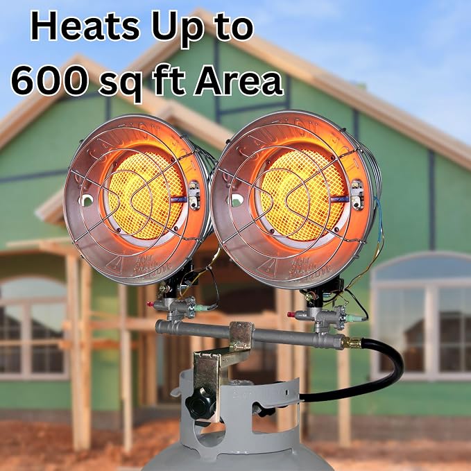 Comfort Gear - Calentador radiante portátil de propano de doble tanque superior, 30,000 BTU, calor infrarrojo instantáneo, para lugar de trabajo/garaje/espacio de trabajo, hasta 48 horas