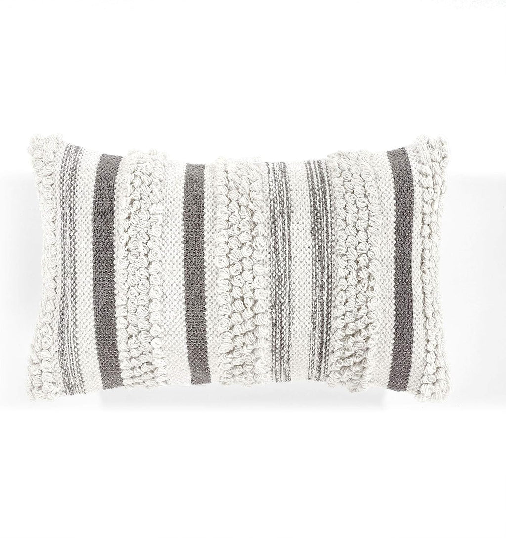 Funda de cojín decorativa Lush Decor Bria Stripe, 51 cm de ancho x 33 cm de largo, gris - Funda de cojín rectangular - Cojines decorativos para cama, sofá o silla.