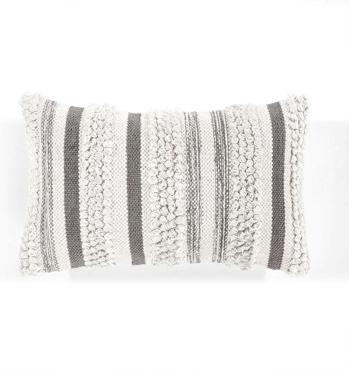 Funda de cojín decorativa Lush Decor Bria Stripe, 51 cm de ancho x 33 cm de largo, gris - Funda de cojín rectangular - Cojines decorativos para cama, sofá o silla.
