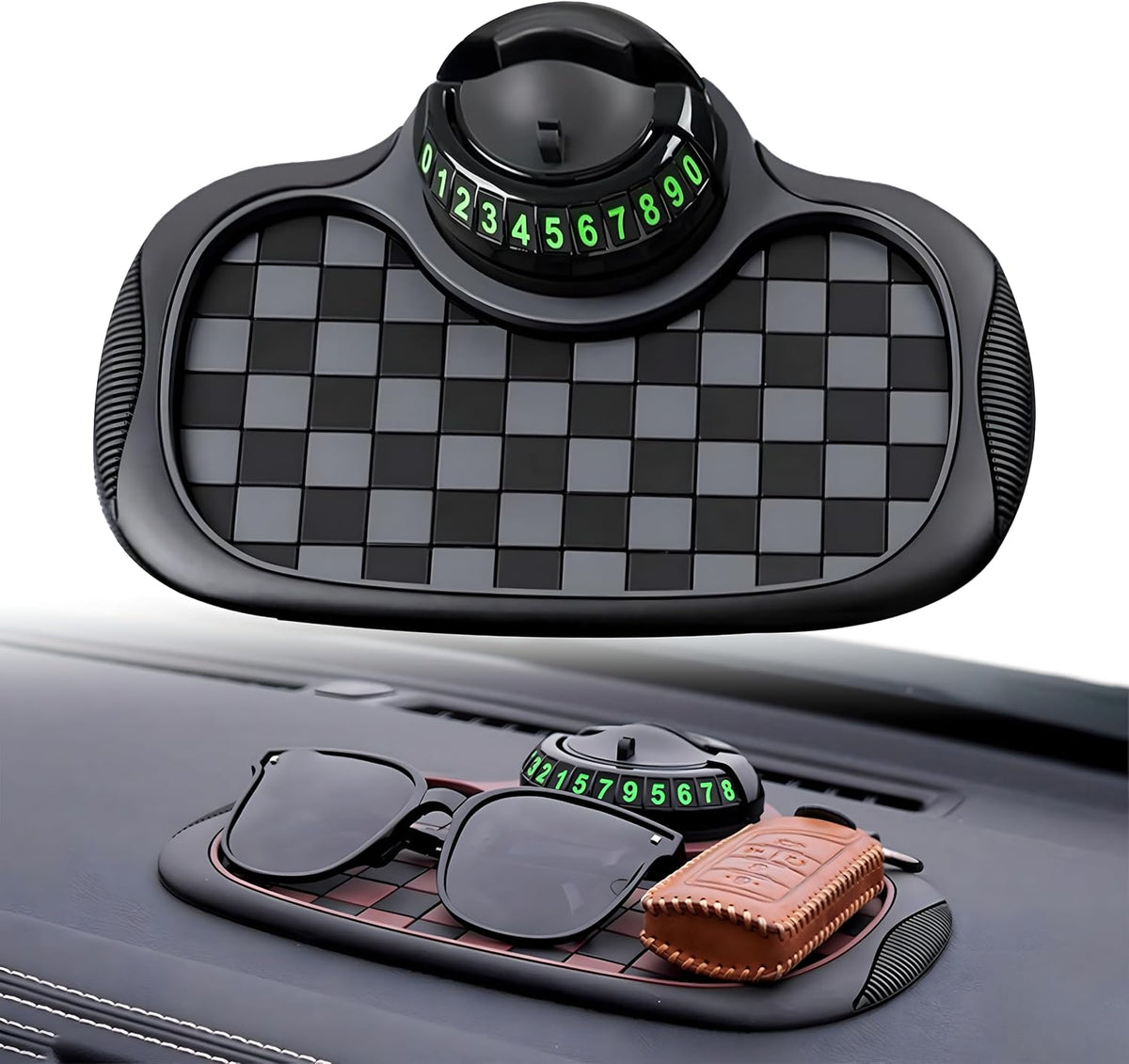 Regalo para el Día del Padre: Soporte multifuncional para teléfono en el salpicadero del coche. Alfombrilla antideslizante para teléfono, ideal para guardar gafas de sol. Accesorios multifuncionales para el interior del automóvil. Para hombres.