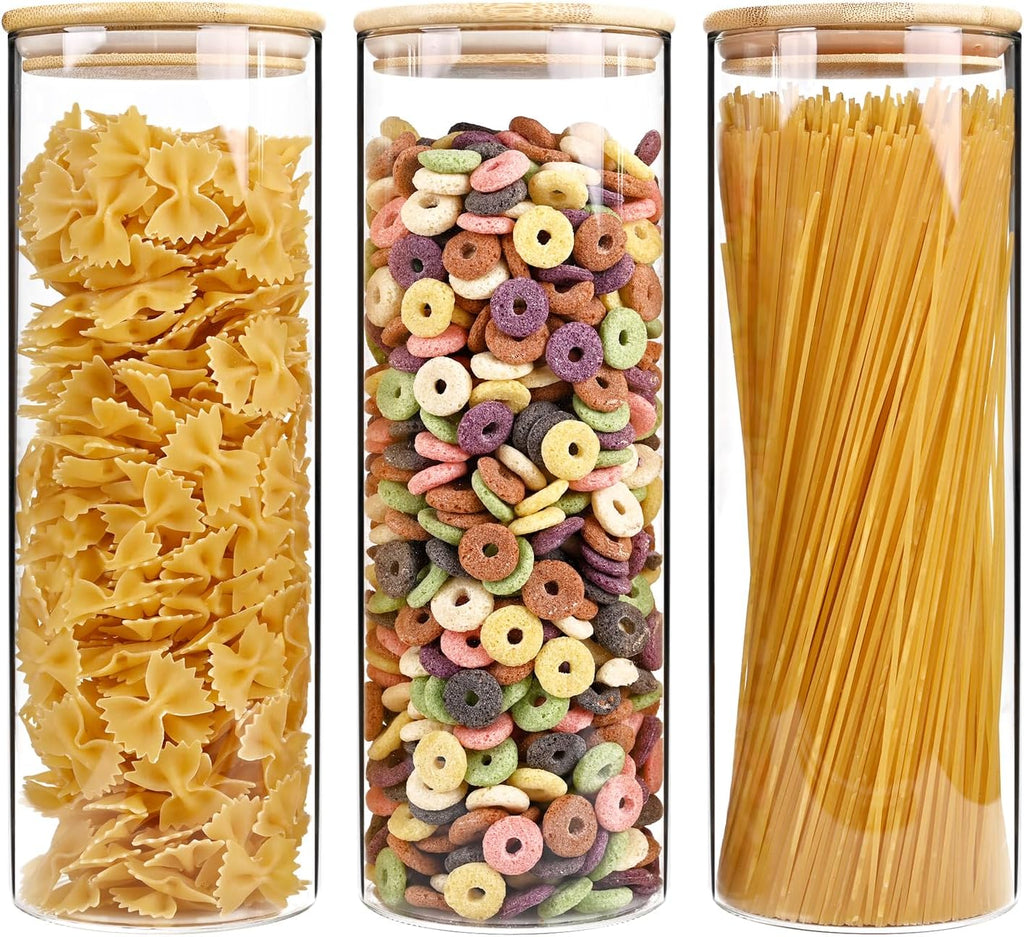 SHOWIN 6oz Glass Food Storage Jars, Glass Jars with Bamboo Lids, Kitchen Storage Jars, Set of 12, Canisters with Airtight Lids for Spice, Coffee, Cookie, Pantry Organizers