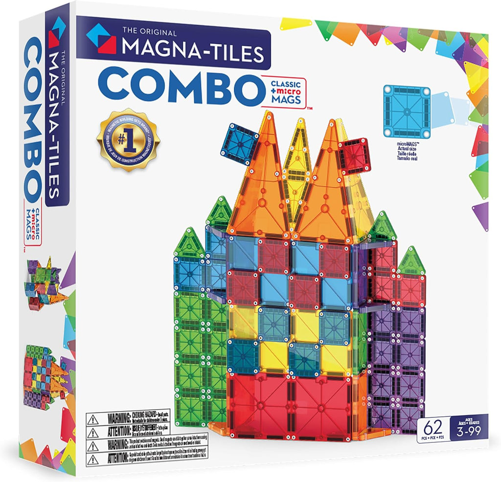 Conjunto MAGNA-TILES Combo 62 Piezas Construcción Magnética, La Marca Original