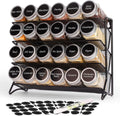 DIDITIME Spice Rack Organizer with 24 Glass Jars and 60 Spice Labels, Seasoning Organizer for Kitchen, Countertop, Cabinet, Pantry, Cupboard，Spice Organization for Cabinet， Space-Saving & Tidy
