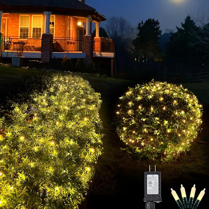 120 luces LED de red de Navidad para exteriores, 5 x 6 pies, conectables, 8 modos, impermeable