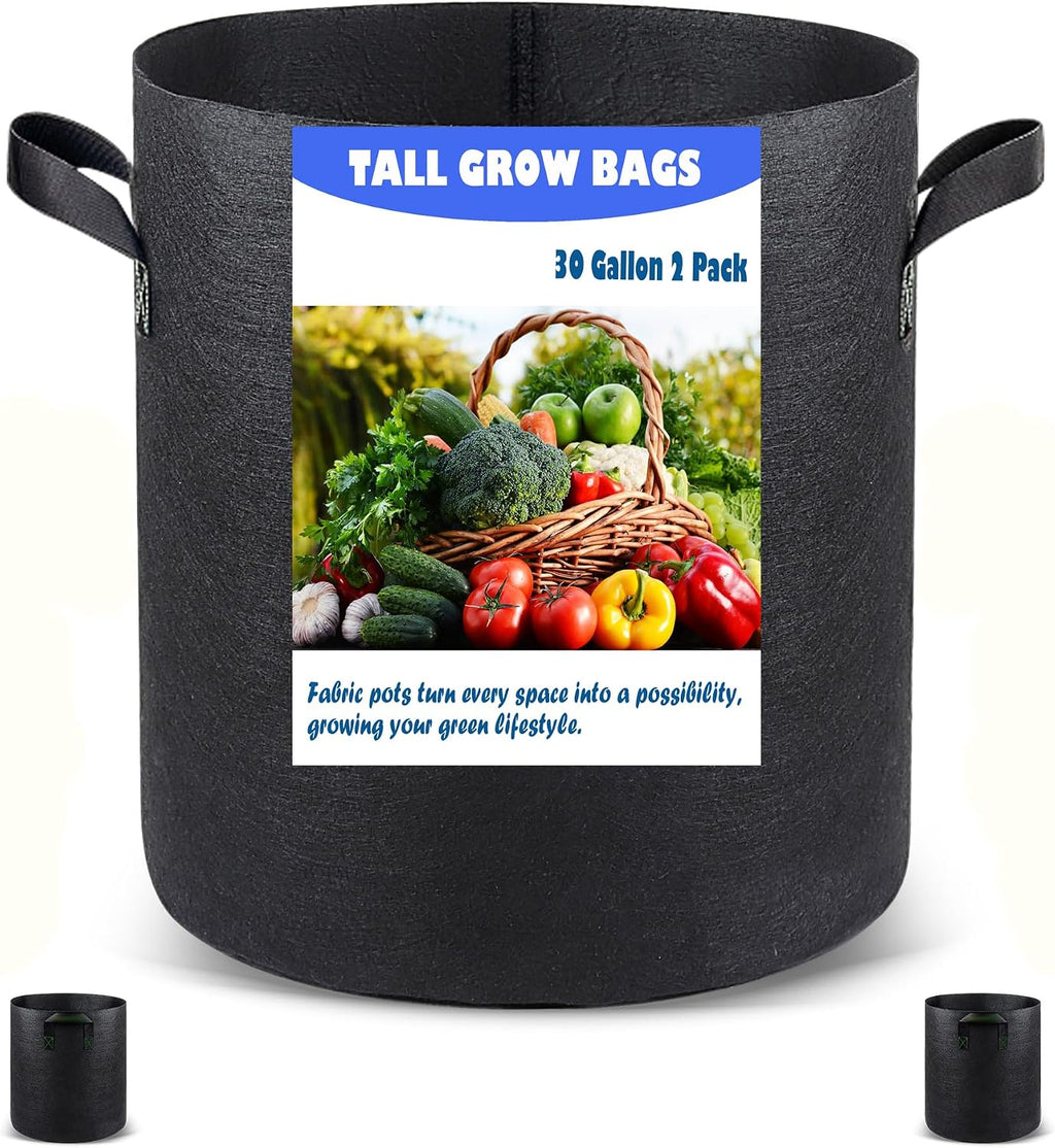 Bolsas de Cultivo de Tela 30 Galones Taller – Pack de 2 con Asas, Tela No Tejida Resistente para Vegetales