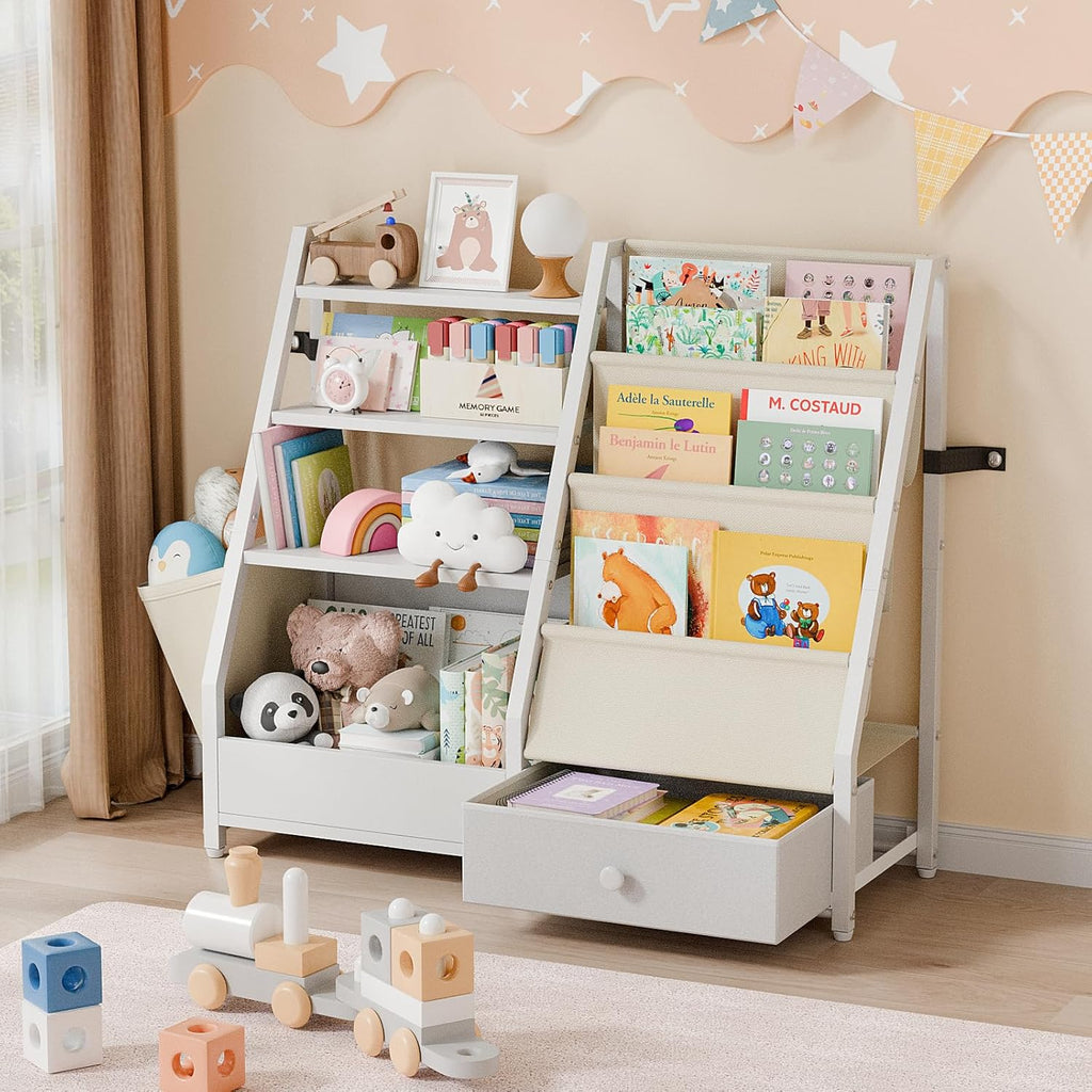 ARTICULO VIENE COMO SE MUESTRA EN LA SEGUNDA IMAGEN ) Librero y Organizador de Juguetes HAVLOTII para Niños | Estante de Libros para Cuartos de Niños | Estilo Montessori | Para Guardería | Blanco