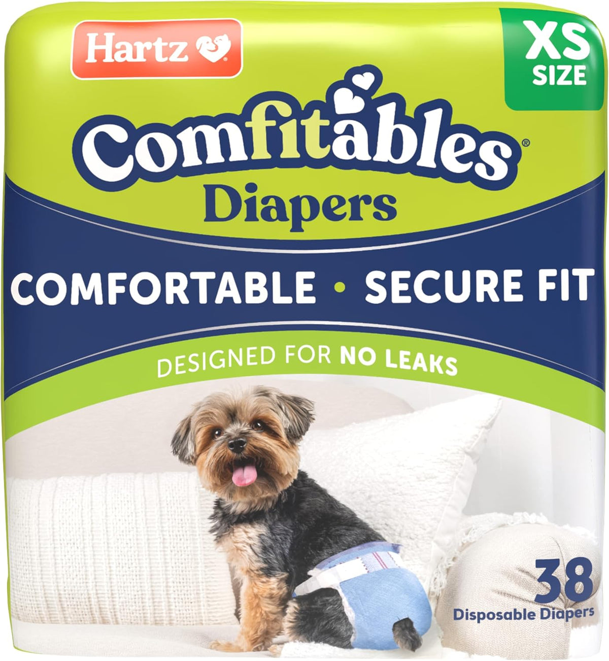 Pañales Desechables Hartz Comfitables para Perros Talla XS – Súper Absorbentes para Machos y Hembras (Paquete de 31)