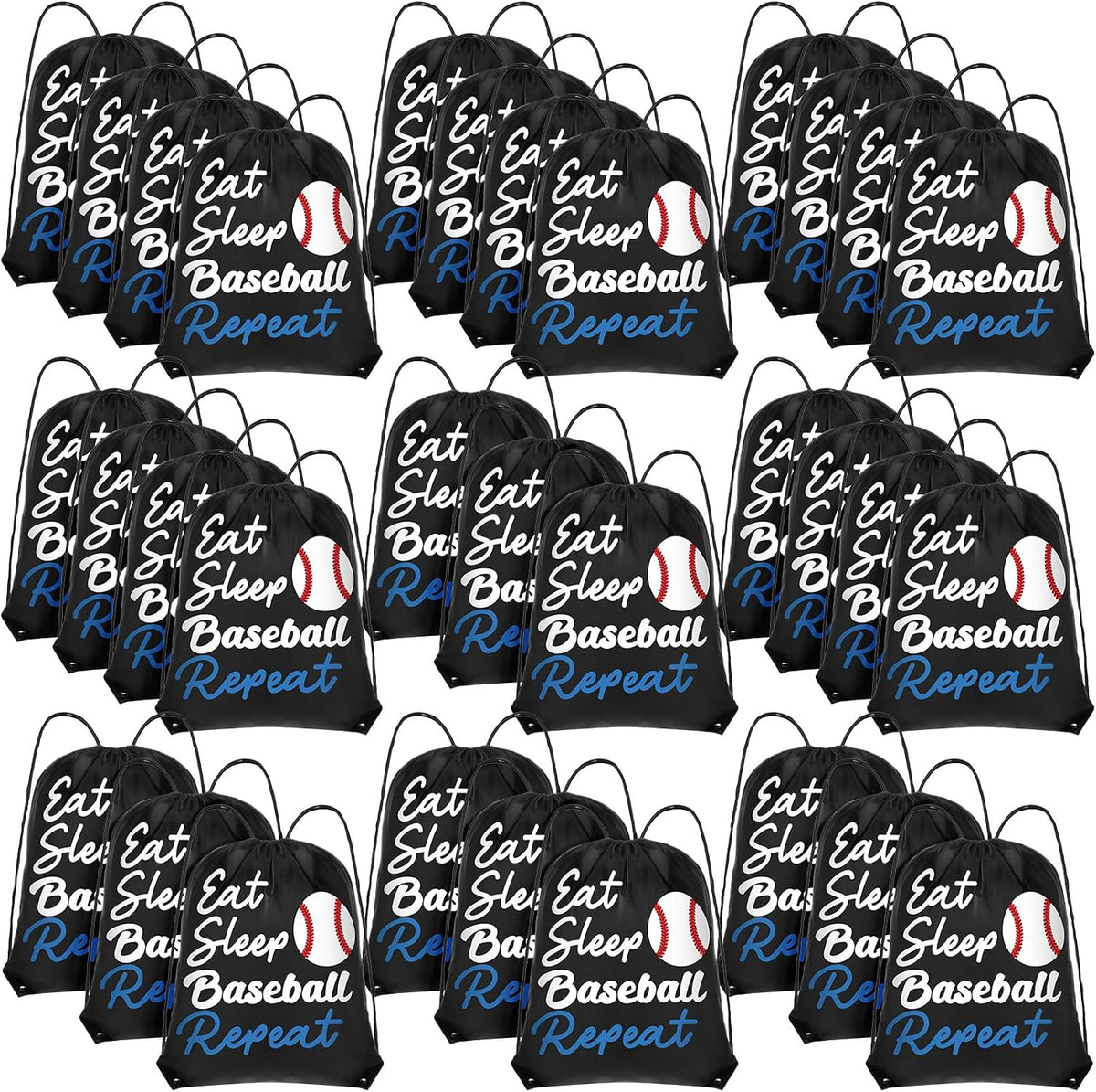 Windyun 32 unidades Mochila con cordón para pelotas, bolsa deportiva de gimnasio con cordón, bolsas de poliéster ligeras con cierre (béisbol)