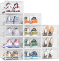 Almacenamiento de zapatos SIMPDIY, paquete de 12 organizadores de zapatos para armario, cajas de zapatos de plástico transparente apilables con tapas para talla 10
