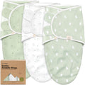 Paquete de 3 sacos de dormir orgánicos para bebés - Sacos de dormir para recién nacidos, bebés de 0 a 3 meses, niñas y niños, saco de dormir suave y cómodo para recién nacidos, mantas para envolver bebés (conejitos, XS)