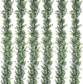 DearHouse Paquete de 6 guirnaldas de eucalipto artificial, enredaderas artificiales colgantes de hojas de eucalipto, guirnalda de follaje verde para decoración de arcos y fondos de bodas, 1,8 metros/pieza, protección UV, para interiores y exteriores.