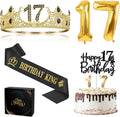 Kit de Decoración para Cumpleaños 17 de Chico – Corona de Rey, Banda, Globos, Adorno de Pastel y Velas