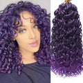 7 paquetes de cabello rizado para crochet GoGo Curl, cabello para crochet para mujeres negras, cabello para trenzas de onda profunda, extensiones de cabello sintético bohemio para crochet, trenzas de onda de agua (morado, 14 pulgadas)