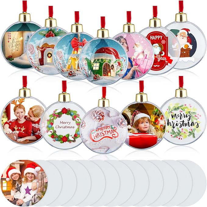 Esferas Navideñas para Sublimación Hotop | Con Marco de Foto | Plástico | DIY | Decoración Árbol