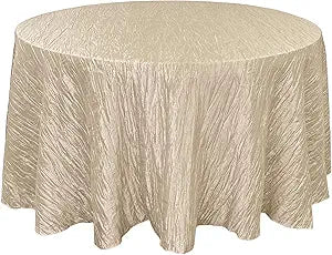 Mantel Redondo YOUR CHAIR COVERS 120" Tafetán Crinkle Champagne — Elegante para Bodas y Eventos